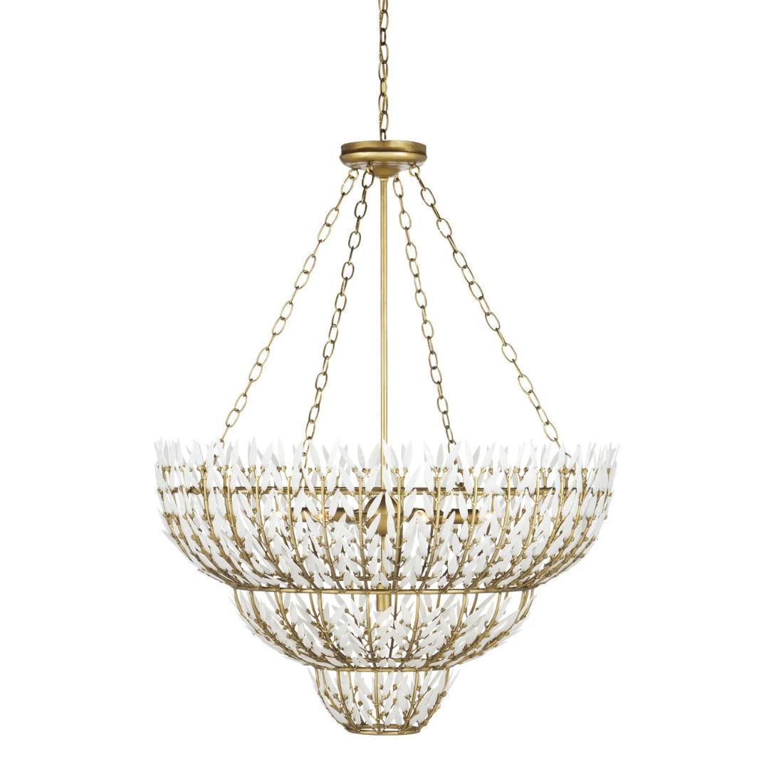 Stems Brass White Chandelier