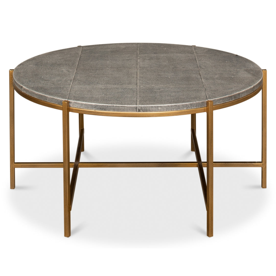 Stingray Shagreen Top Brass Coffee Table