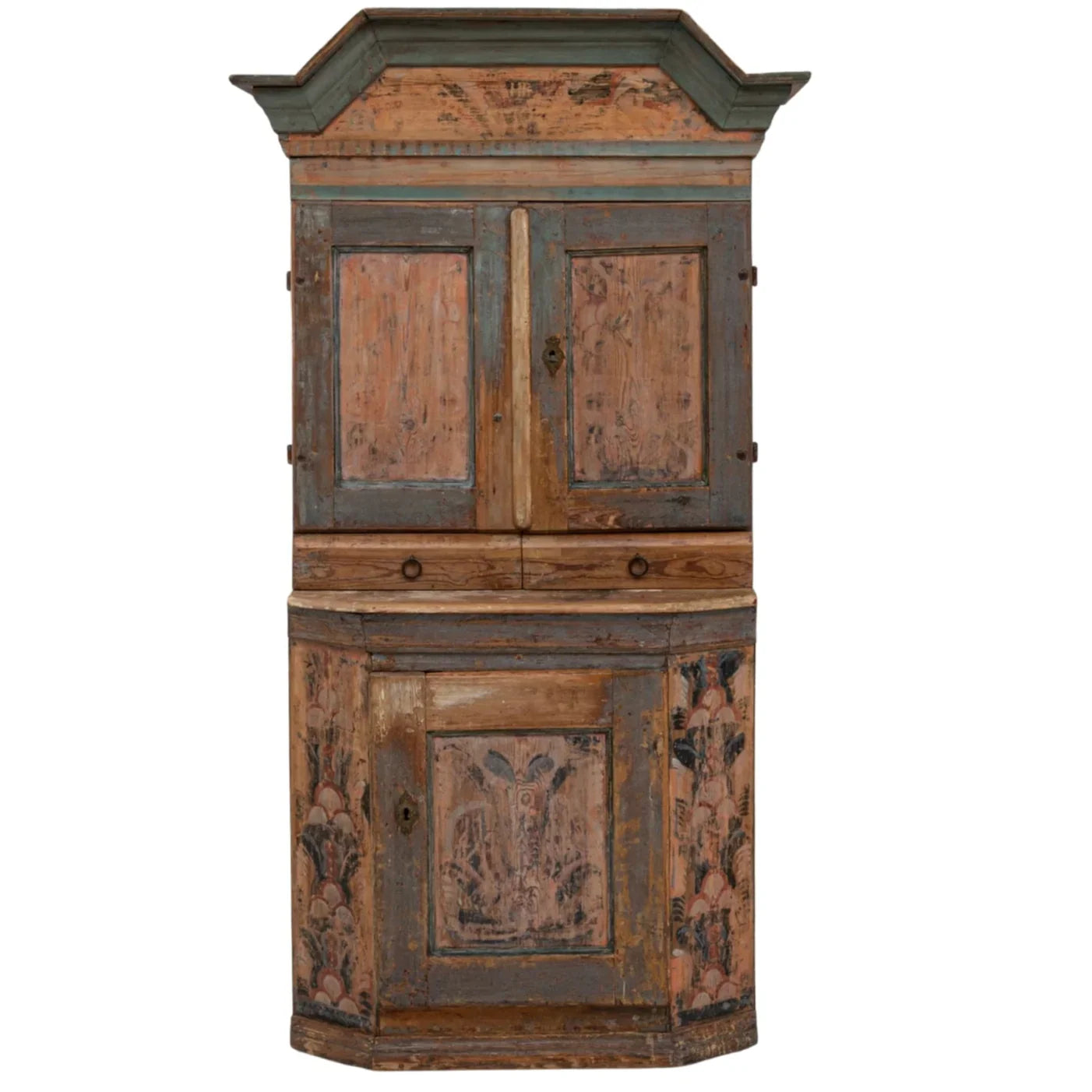 Swedish Floral Summer Cabinet, Circa 1900