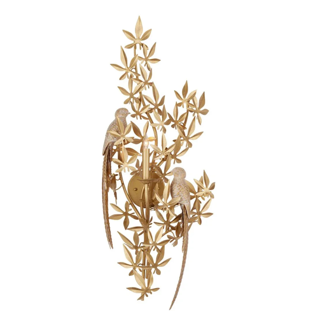 Swedish Gold Perched Birds Sconce
