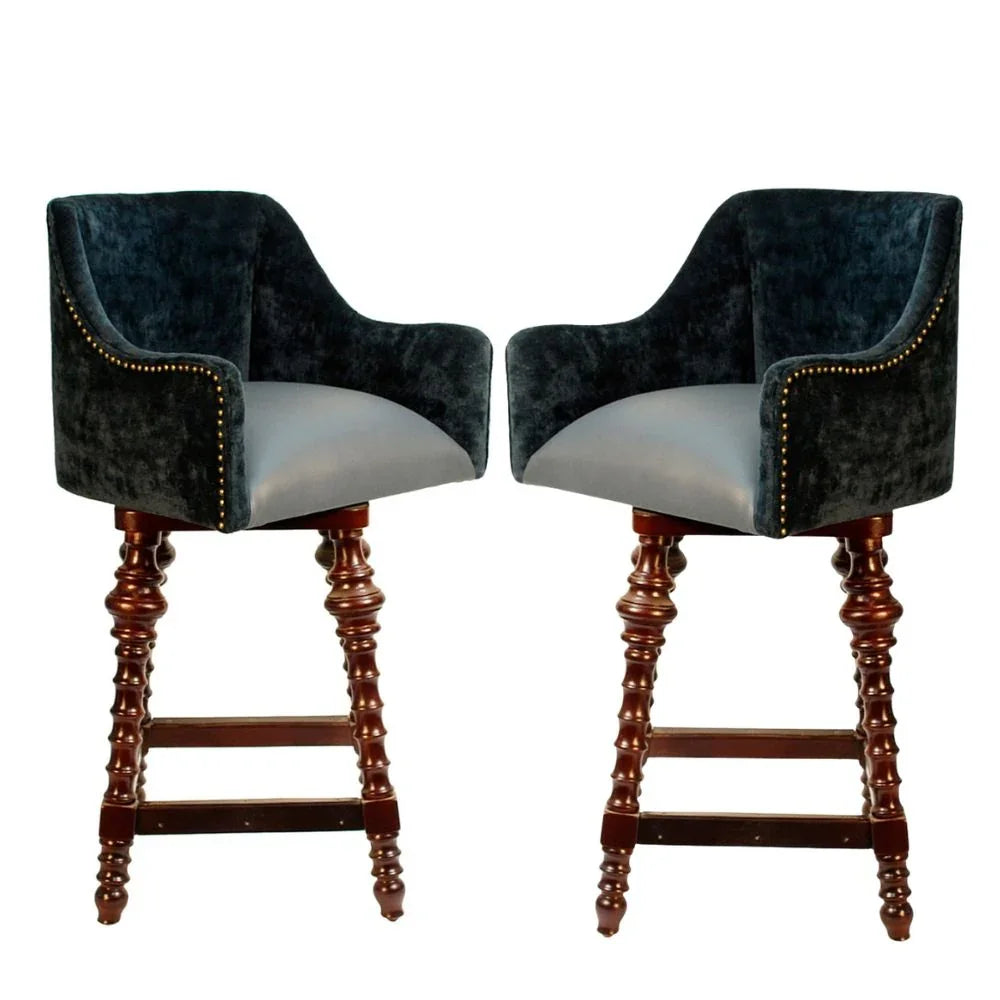 Spiral Leg Nail studded Swivel Barstool