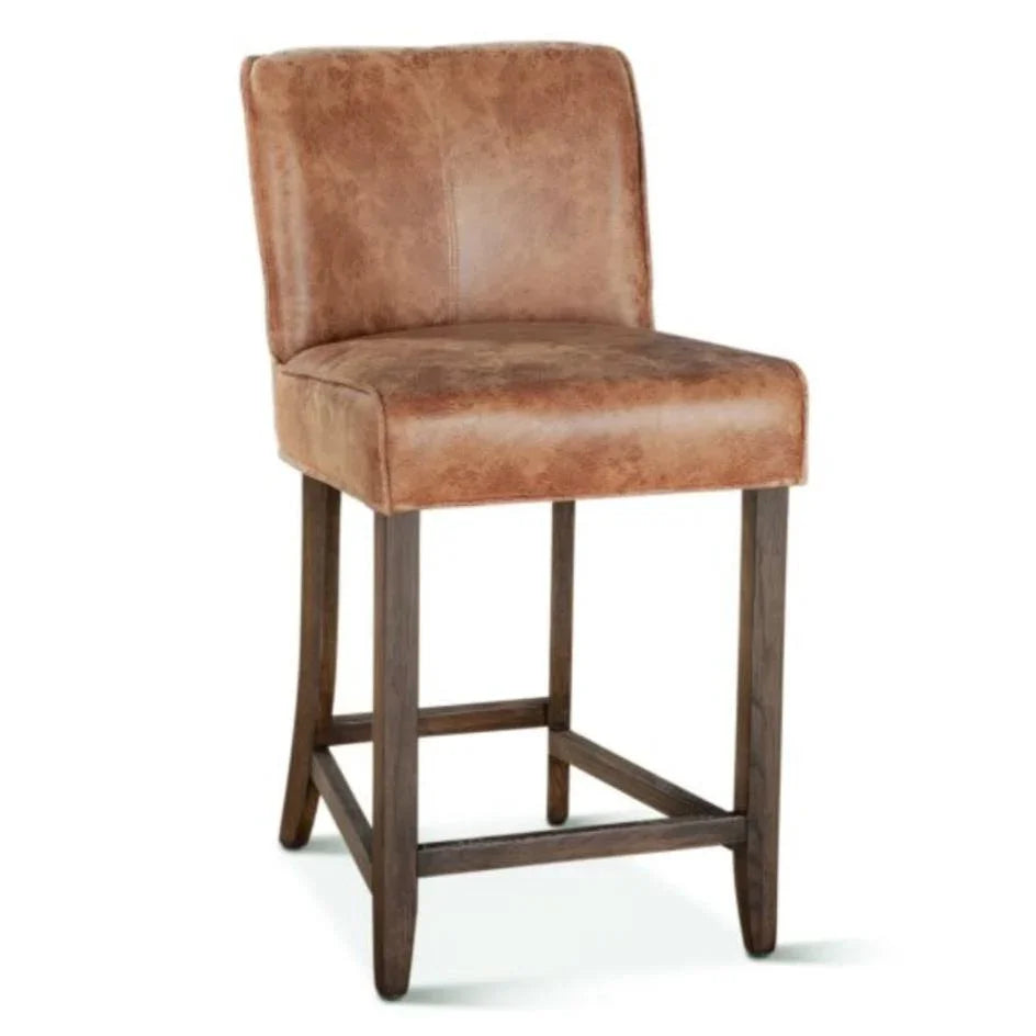Rustic Genuine Carmel Leather Stool