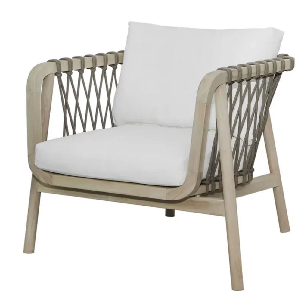 Teak Rope Tied Wood Accent Chair