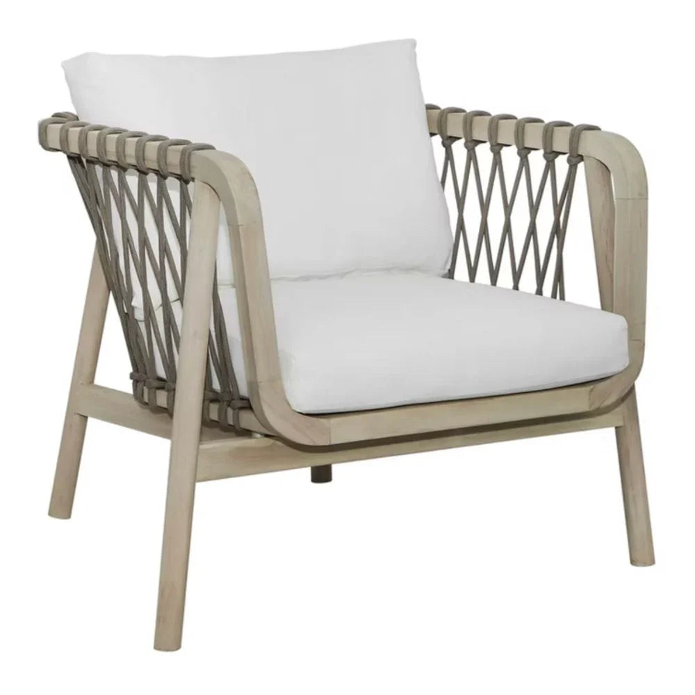 Teak Rope Tied Wood Accent Chair