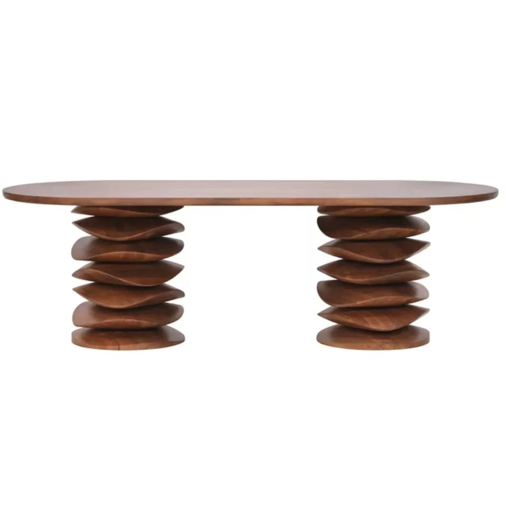 Stacked Mango Pedestal Dining Table