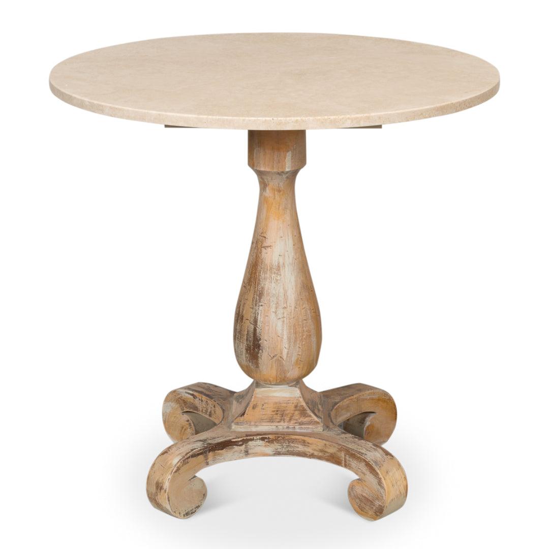 Top Travertine Round Bistro Table