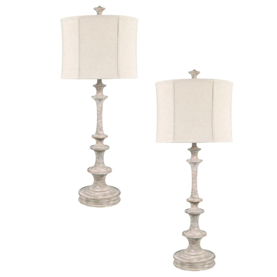Shabby Chic Totem-Inspired Table Lamps - Set of 2