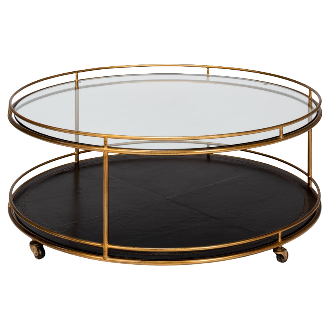 Trolley Round Gold Glass Top Coffee Table