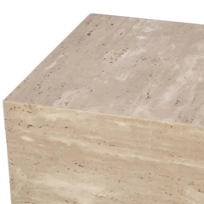 Travertine Stone Drum Accent Table