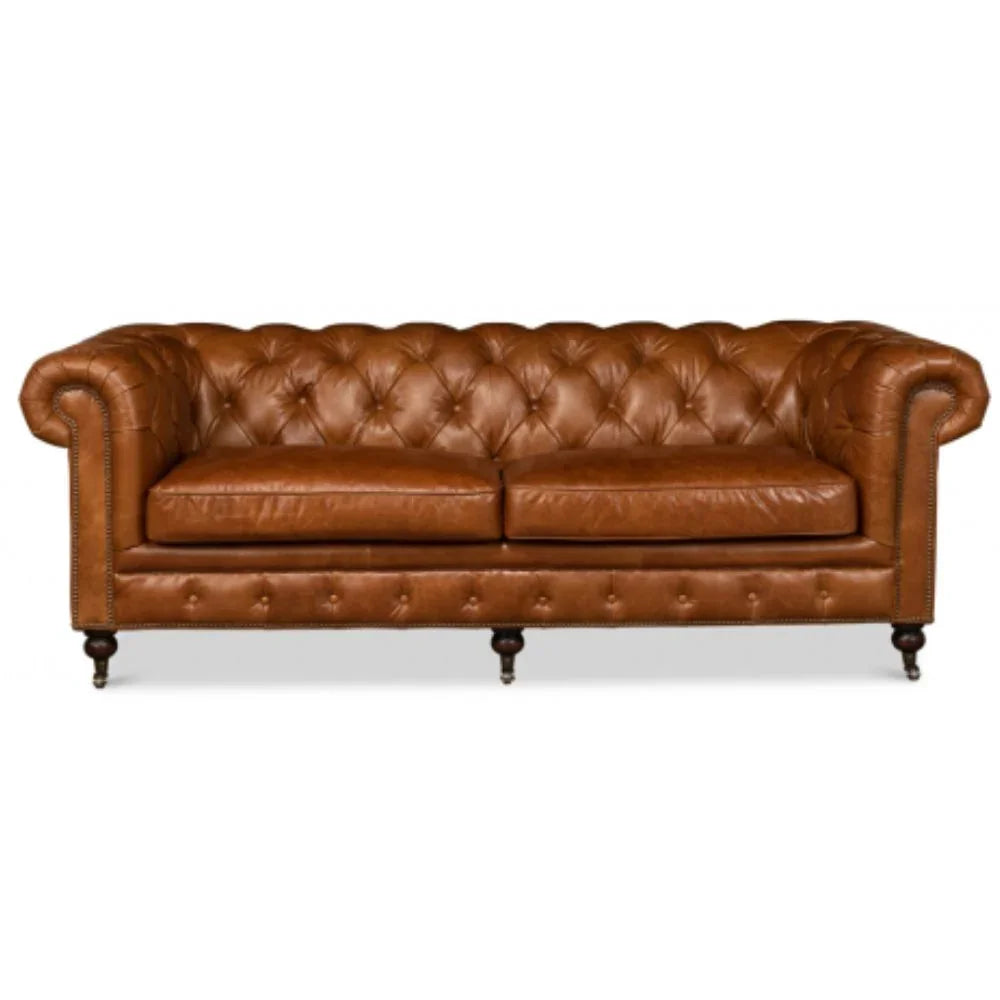 Tufted English Club Chesterfield Leather Sofa