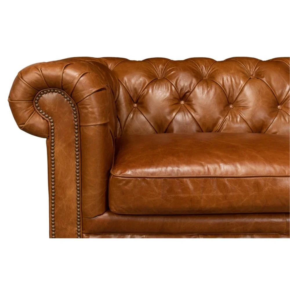 Tufted English Club Chesterfield Leather Sofa