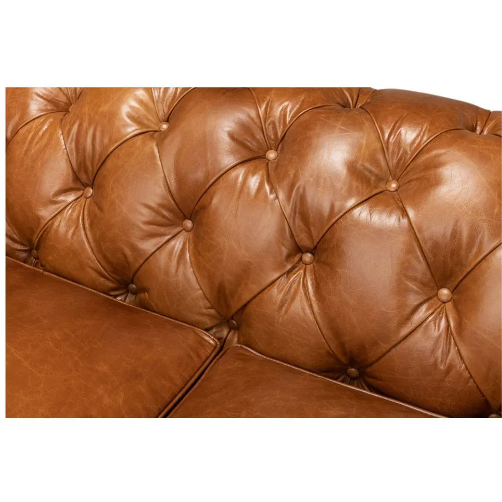 Tufted English Club Chesterfield Leather Sofa