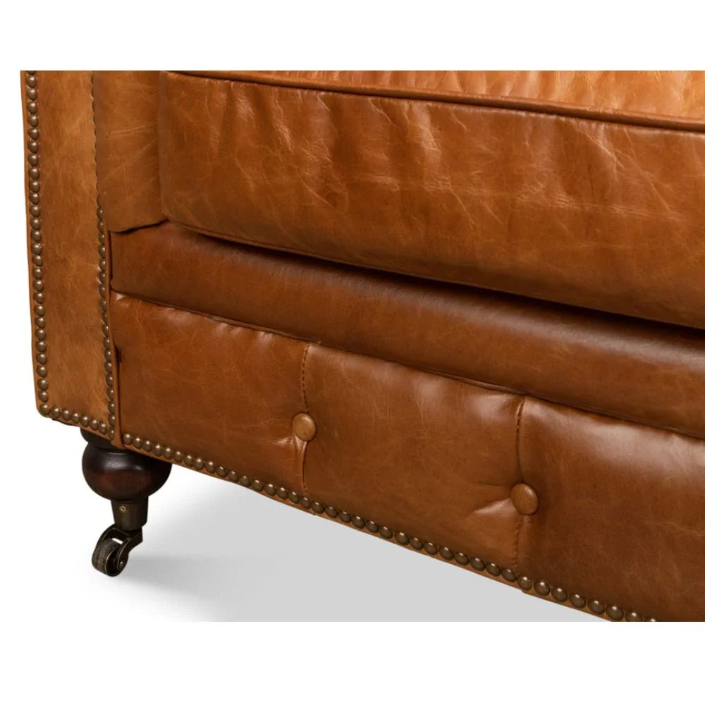 Tufted English Club Chesterfield Leather Sofa