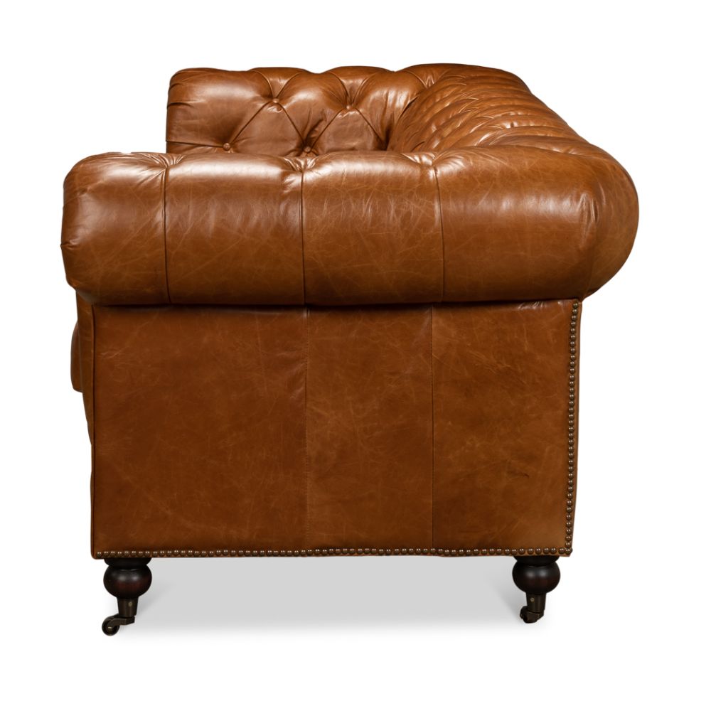 Tufted English Club Chesterfield Leather Sofa