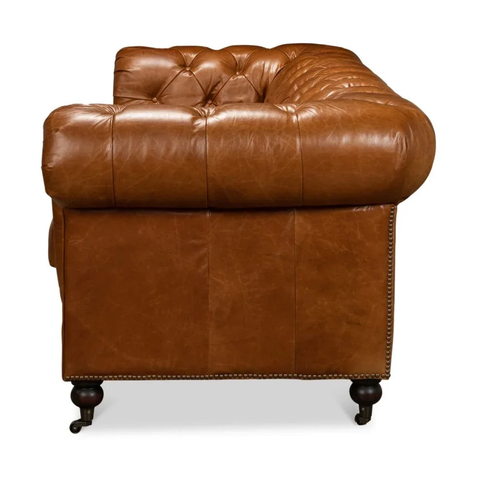 Tufted English Club Chesterfield Leather Sofa
