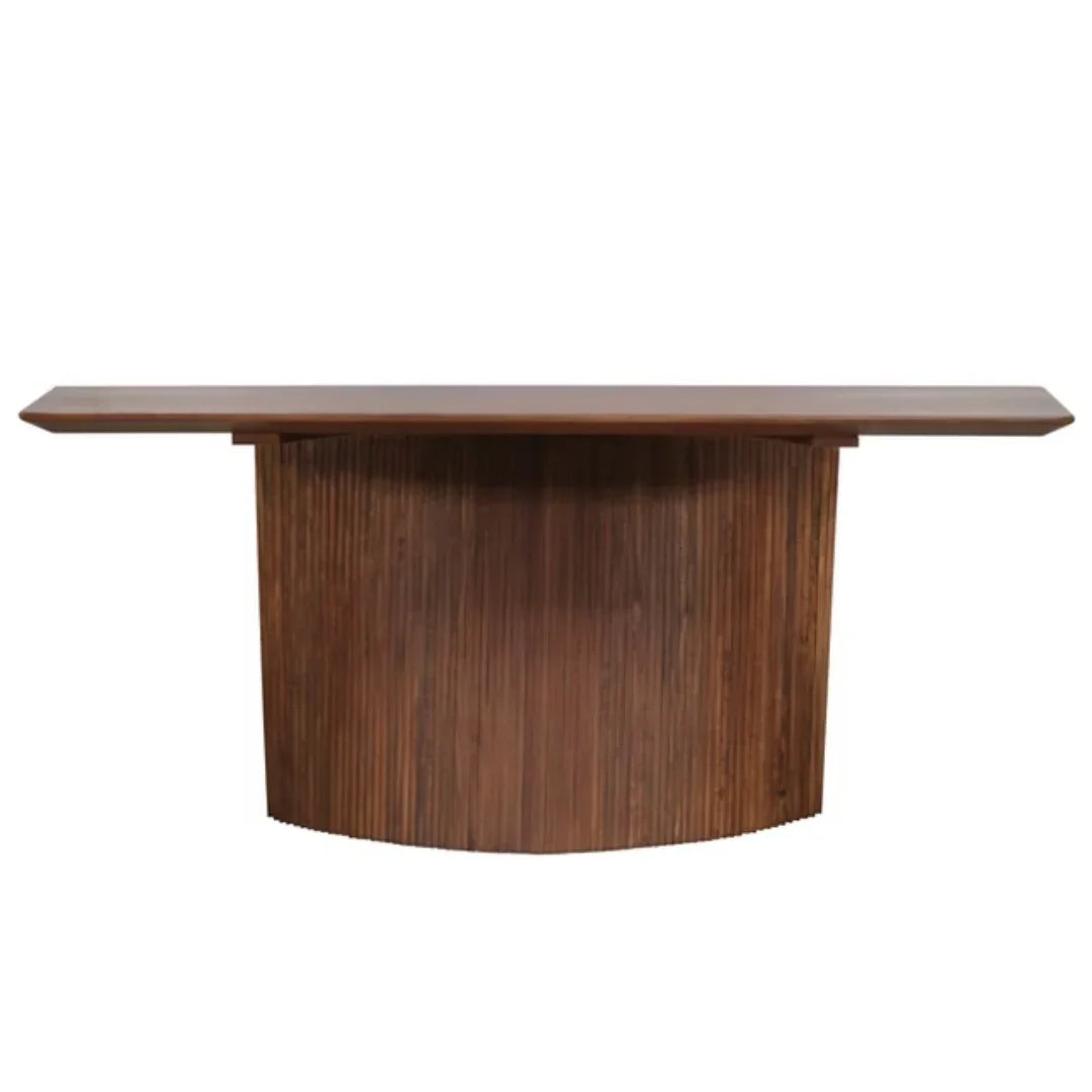 Sculptural Fluted Wood Console Table