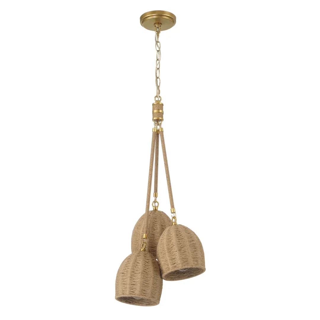 Handwoven Rattan Cluster Pendant