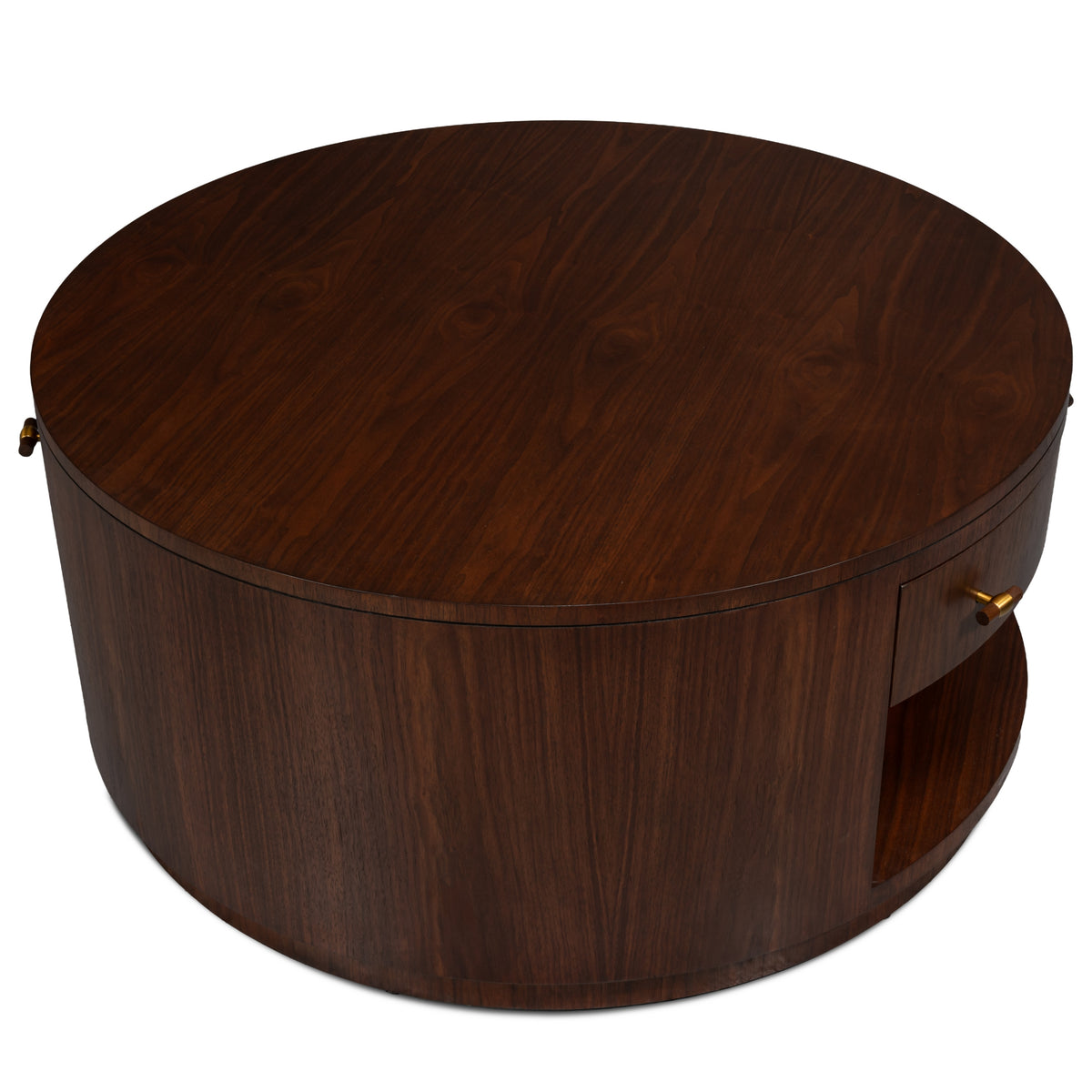 Small Round Dark Walnut Coffee Table