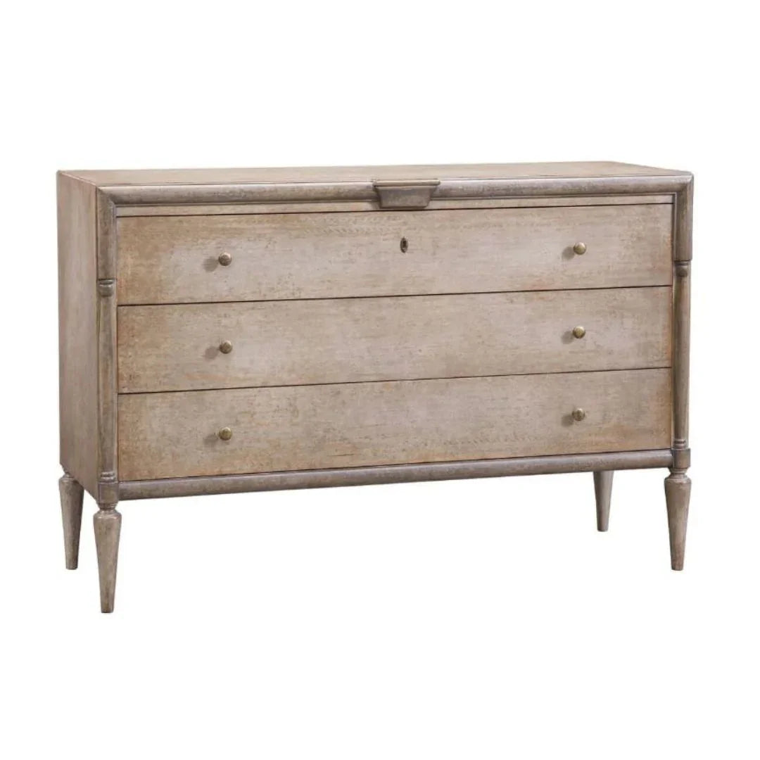 Italian Etched Leaf Three-Drawer Chest