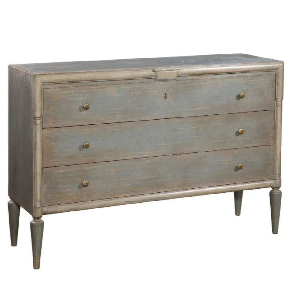 Italian Etched Leaf Three-Drawer Chest