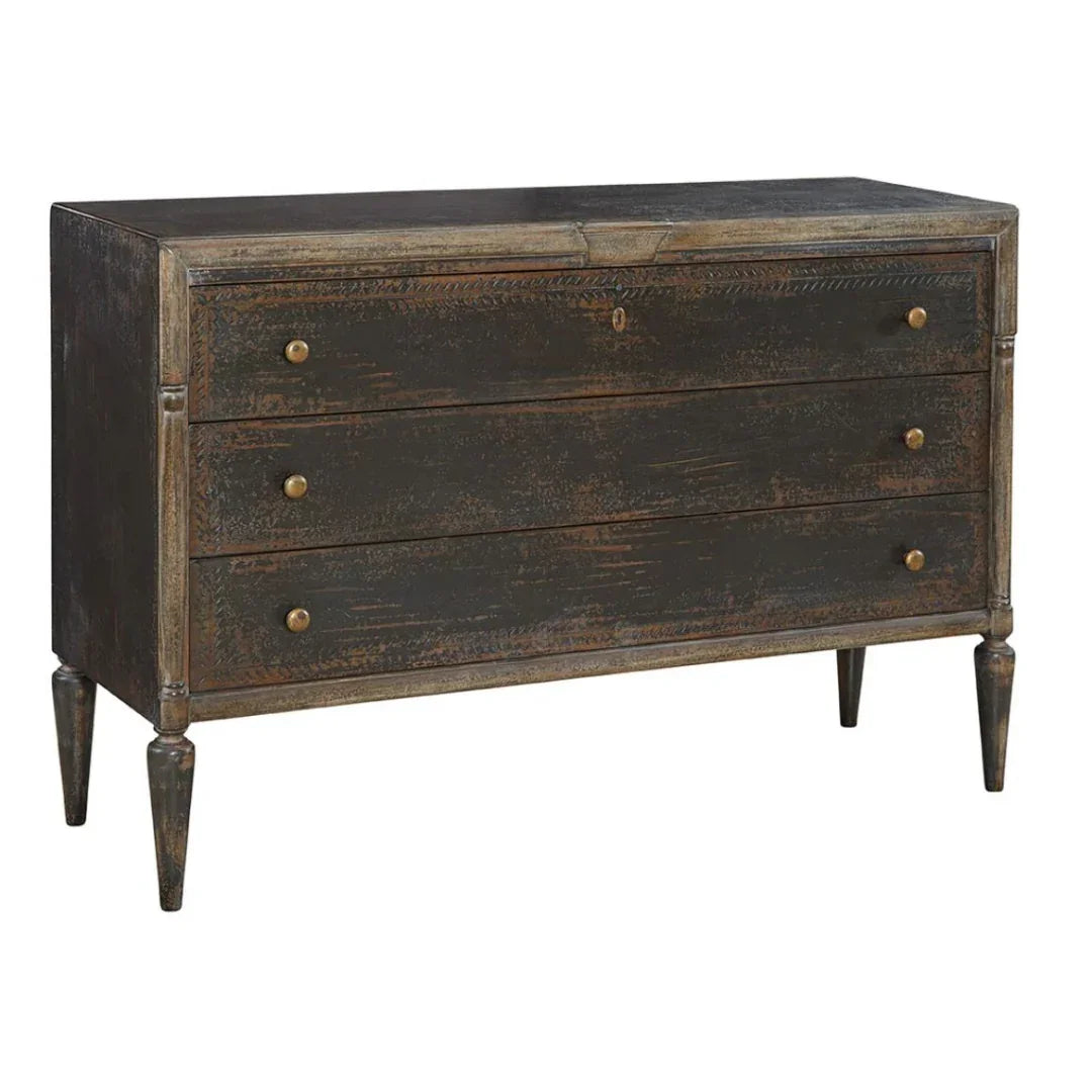 Italian Etched Leaf Three-Drawer Chest