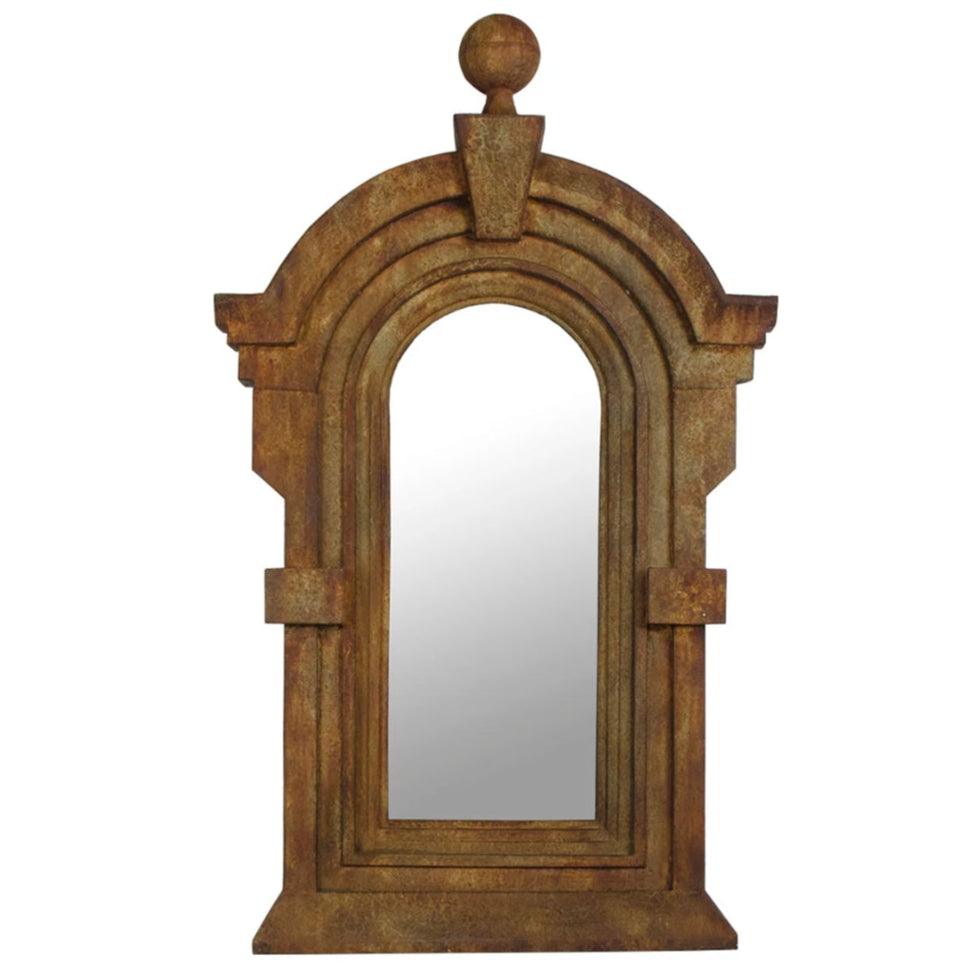 Rustic Metal Arched Dormer Mirror
