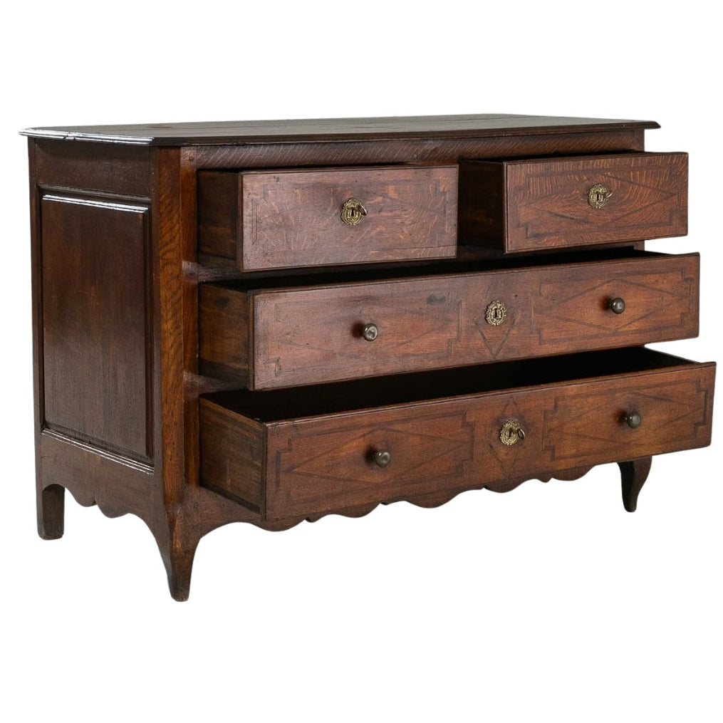 Vintage French Patinated Wood Drawer Chest, Circa 1850