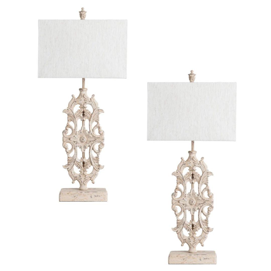 Vintage French Iron Scroll Table Lamp - Set of 2