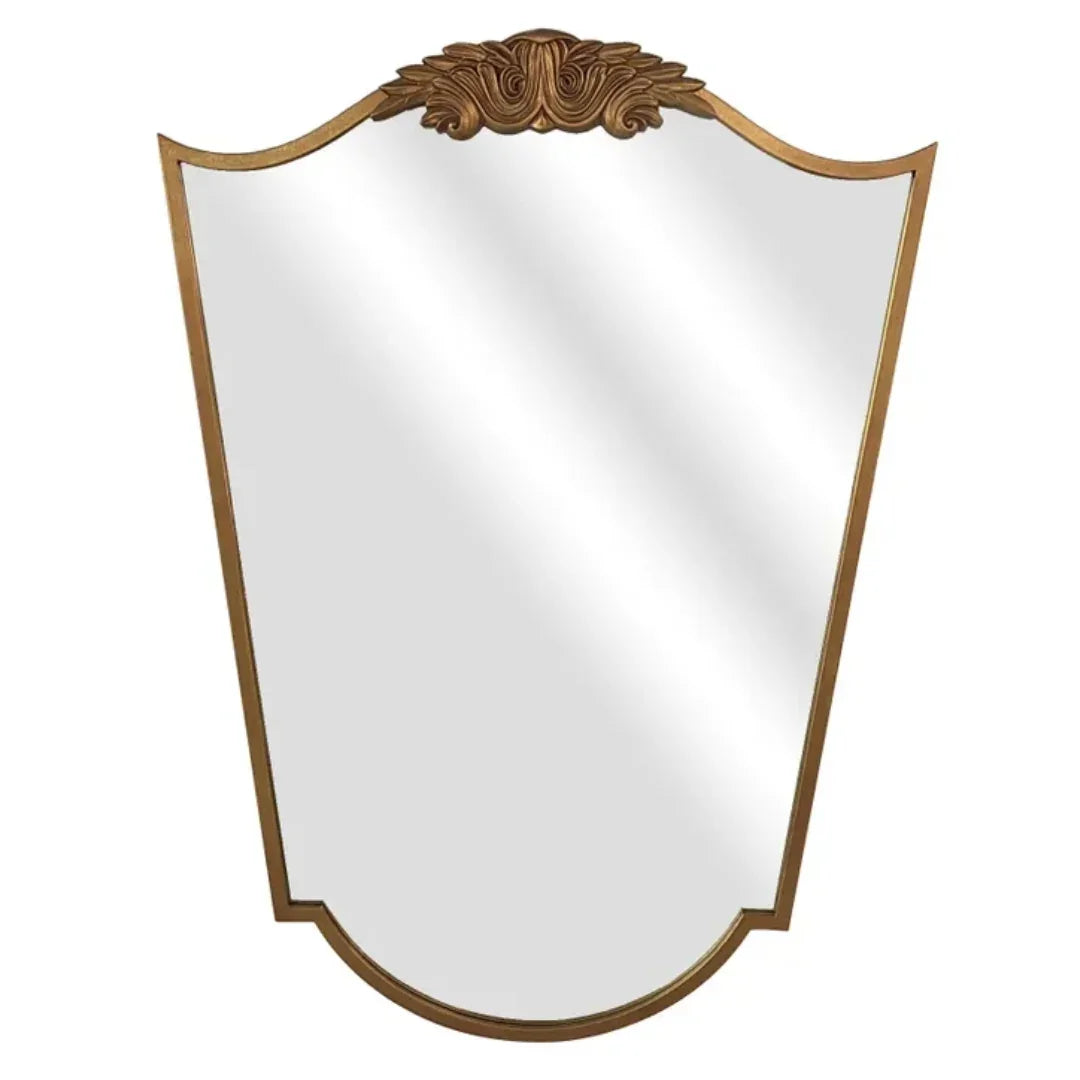Ornately Carved Gold Crest Wall Mirror