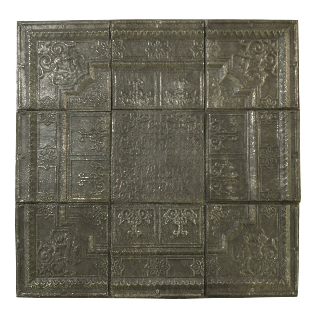 Vintage Pressed Tin Grid Wall Panel Set