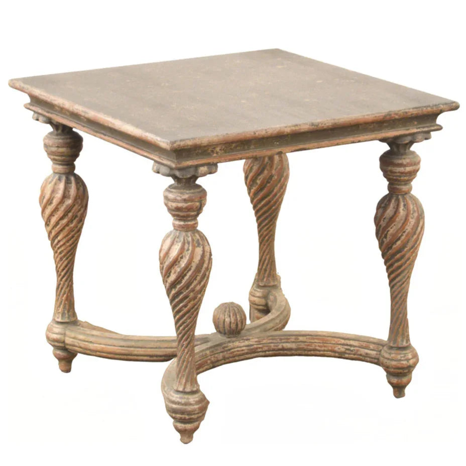 Verte Carved Wood Accent Table