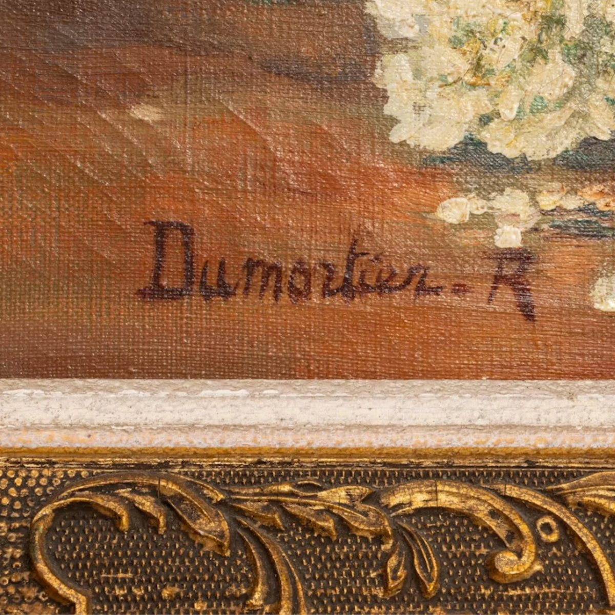 Vintage Floral Still Life in Ornate Gold Frame, Circa 1940