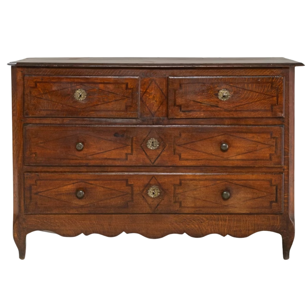 Vintage French Patinated Wood Drawer Chest, Circa 1850