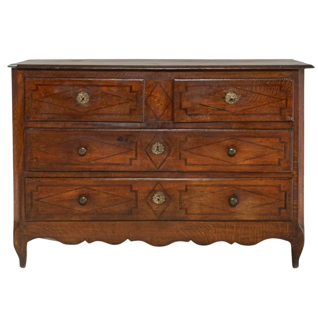 Vintage French Patinated Wood Drawer Chest, Circa 1850