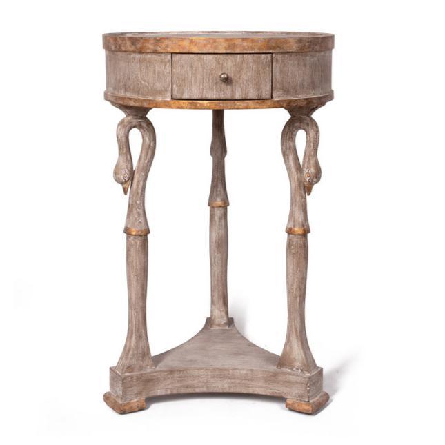 Swan Gilt Round Accent Table