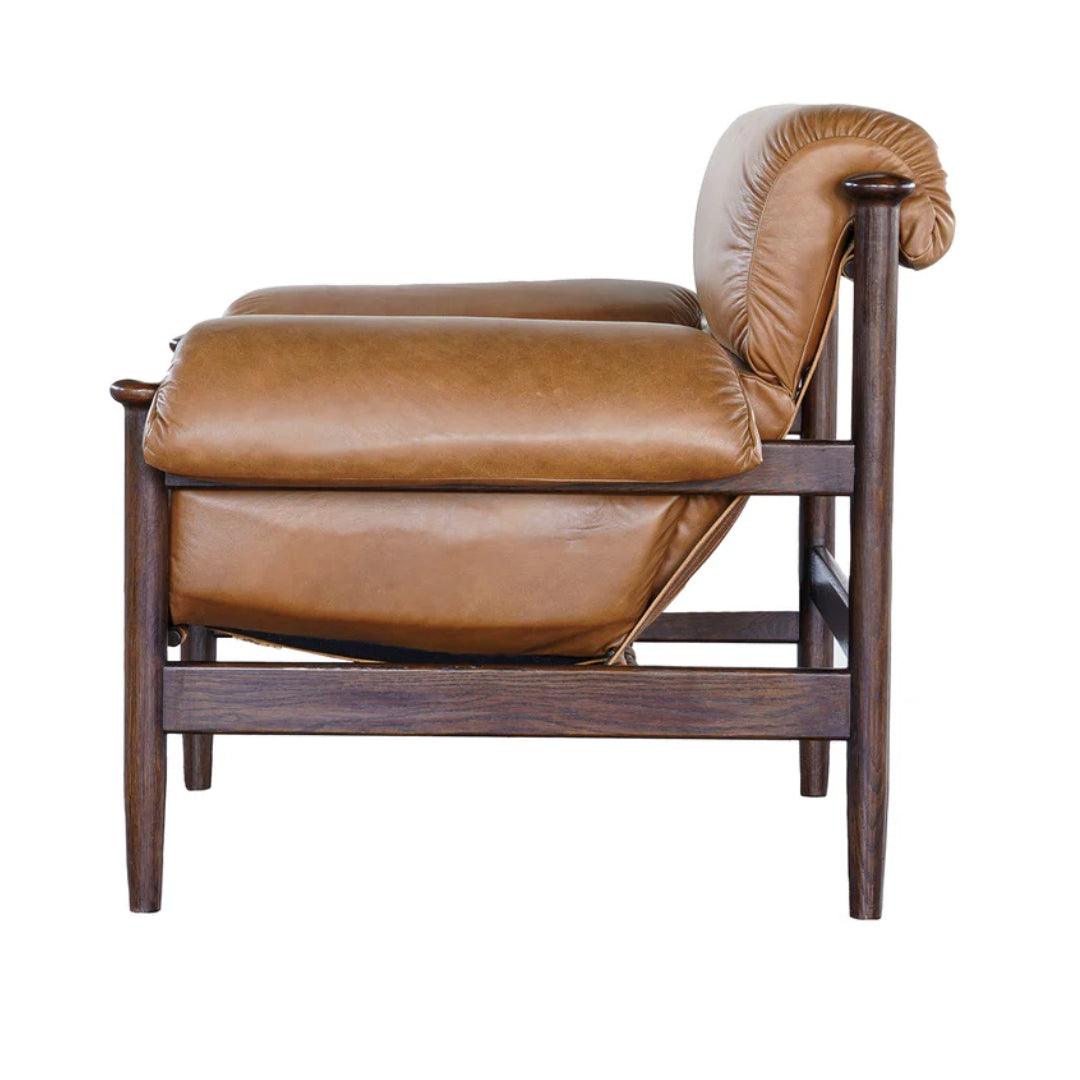 Walnut Frame Modern Leather Armchair