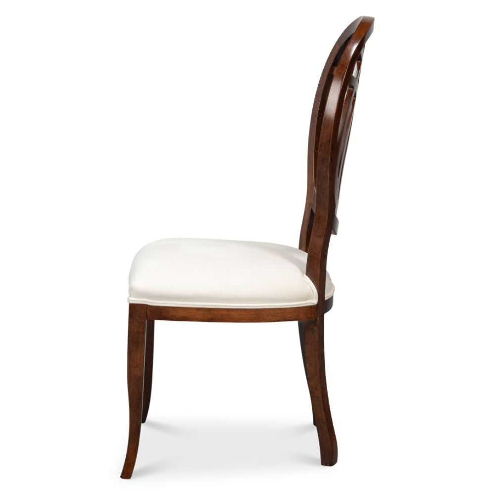 Walnut Wood Curved Lattice Back Chairs - Set