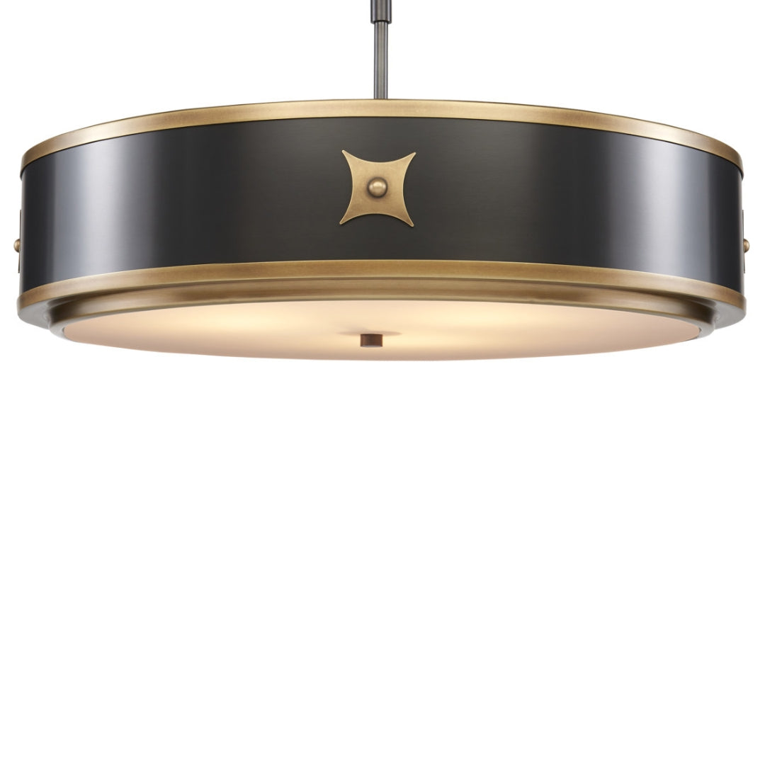 Regal Noir Metallic Drum Shape Pendant