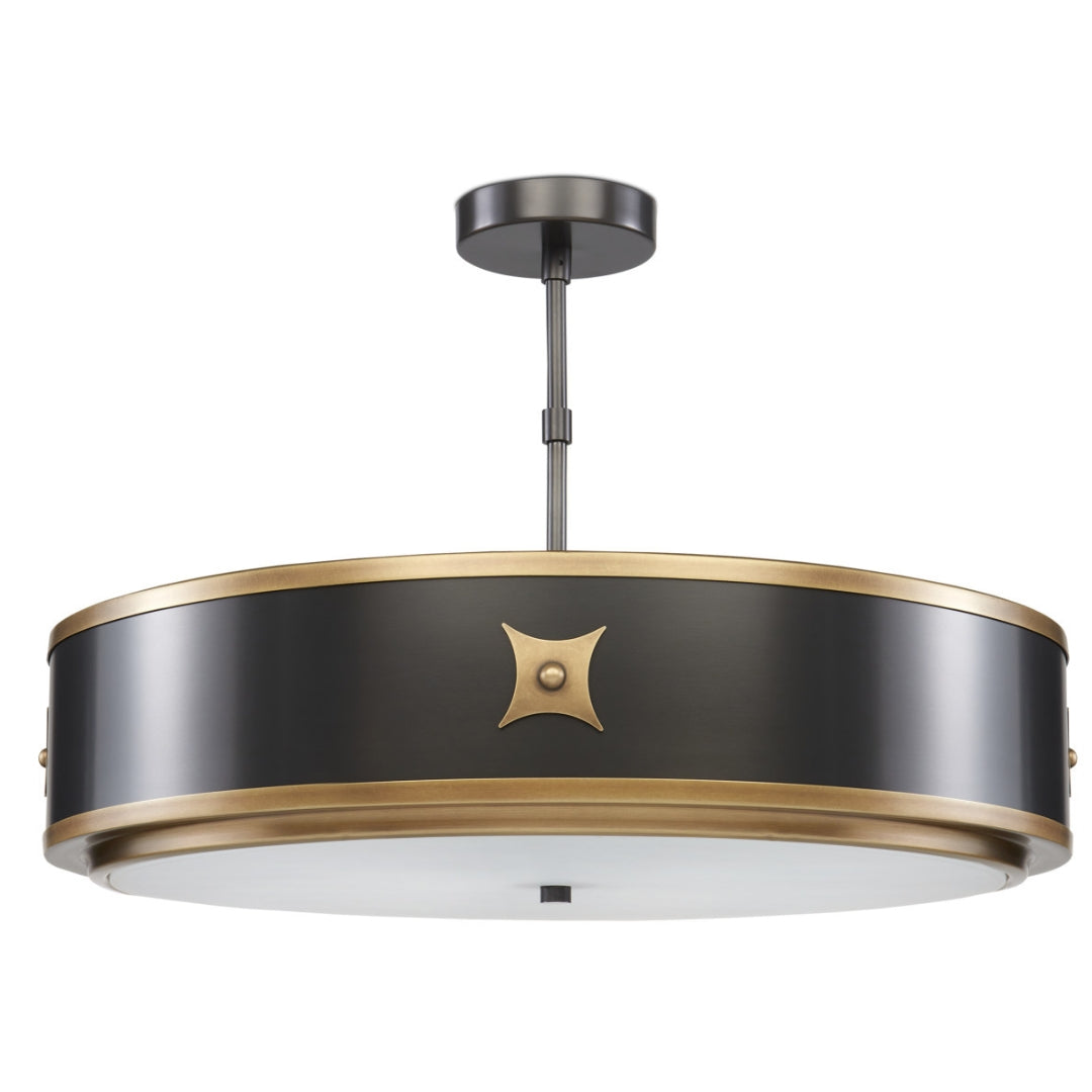Regal Noir Metallic Drum Shape Pendant