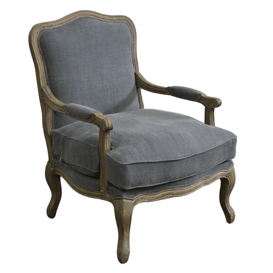 French Blue Gray Wood Framed Chair