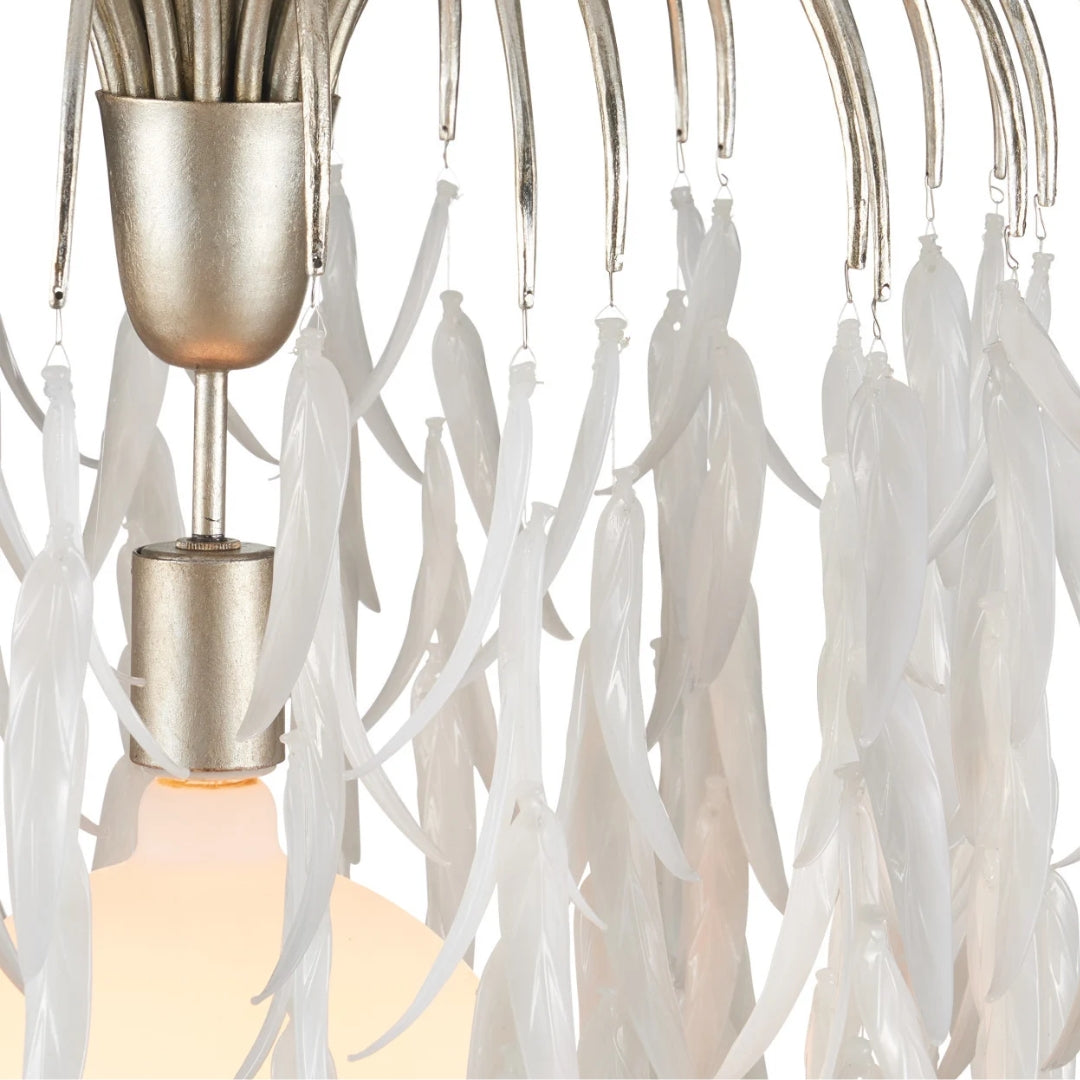 Weeping Willow White Glass Chandelier