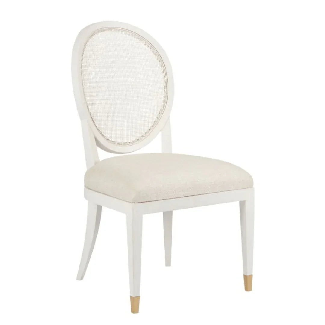 Gold Tip White Cane Back Chair