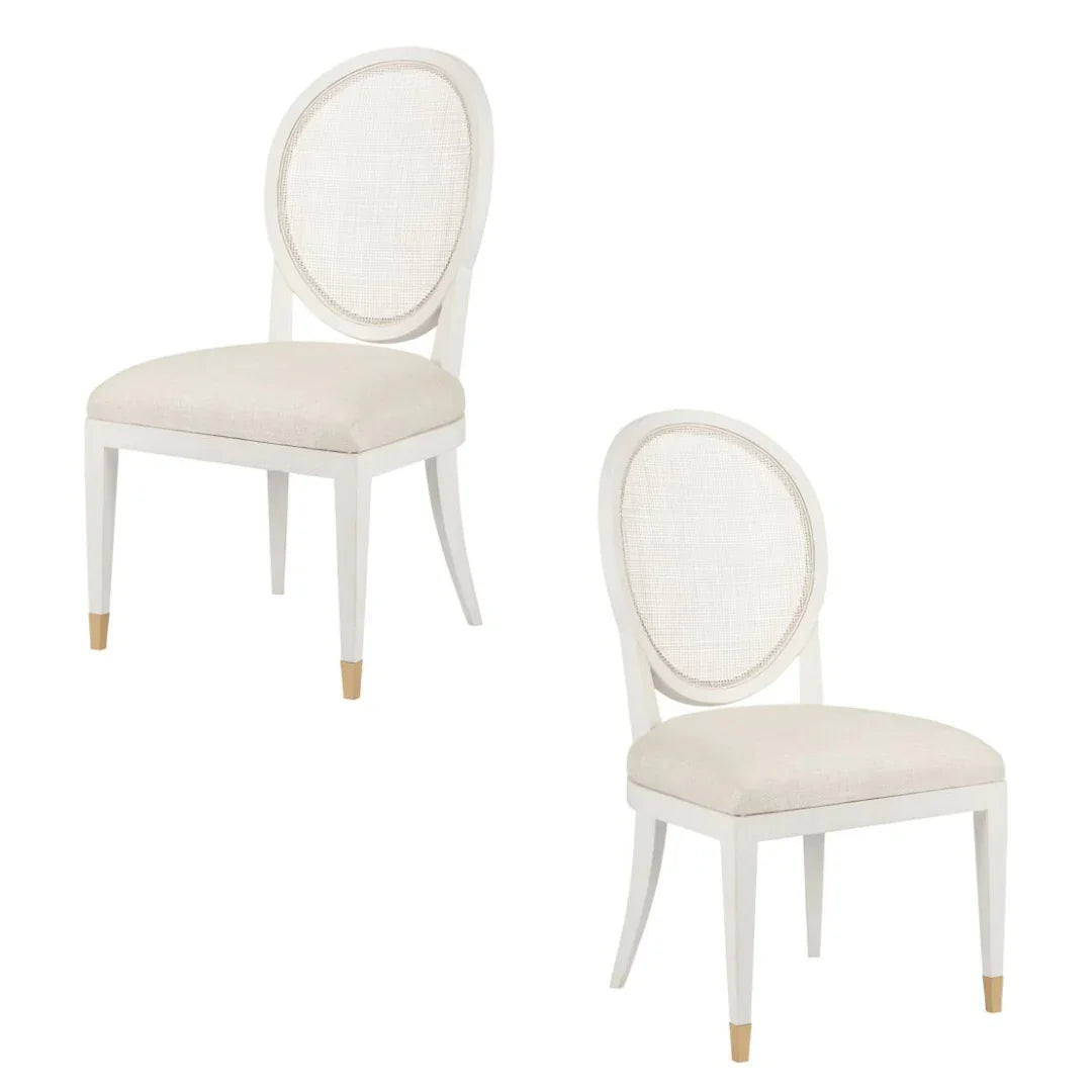 Gold Tip White Cane Back Chair
