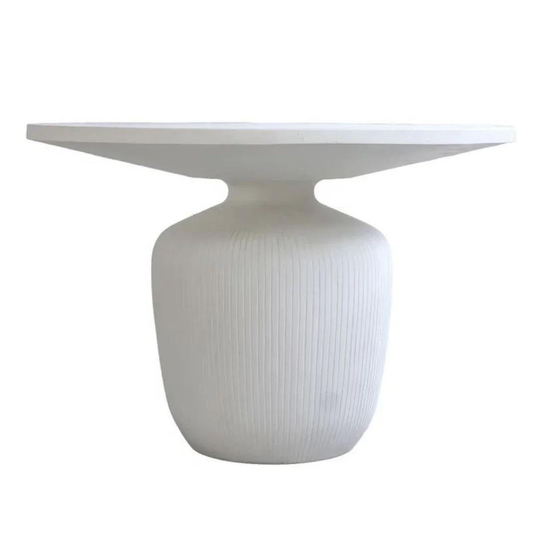 Silhouette White Outdoor Concrete Dining Table