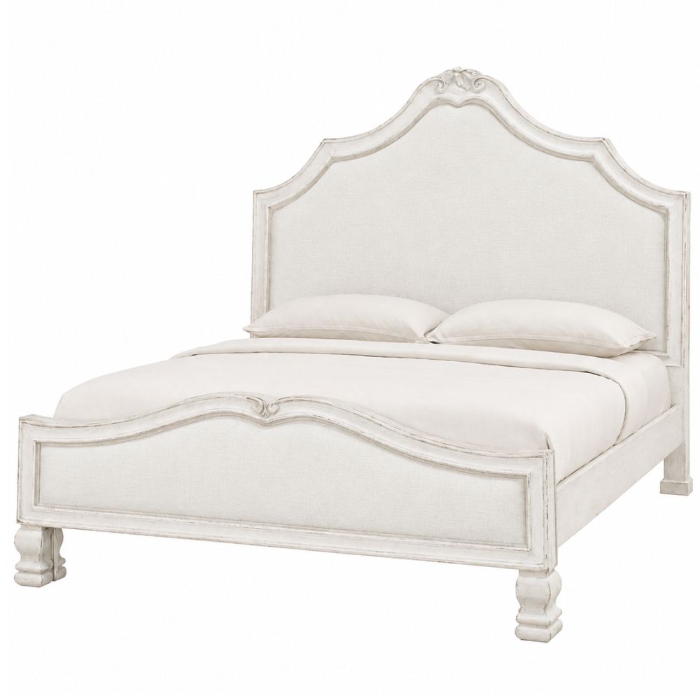 White French Shabby Chic Upholstered Bed