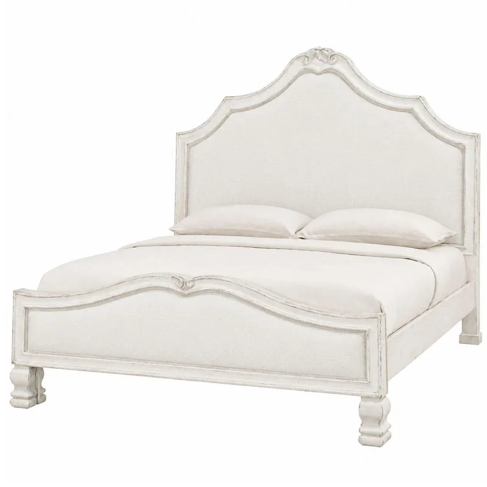 White French Shabby Chic Upholstered Bed