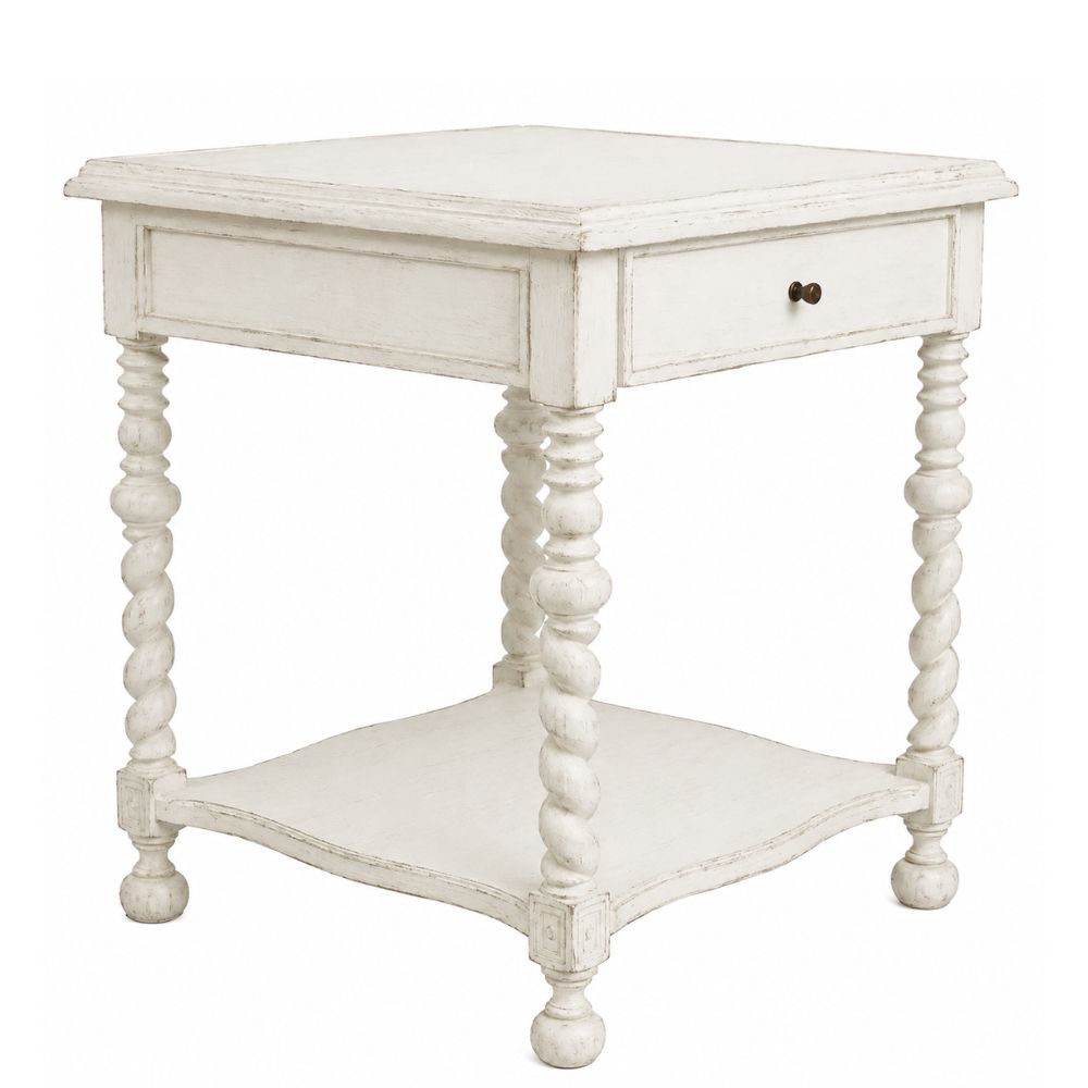 White French Twist Leg Nightstand