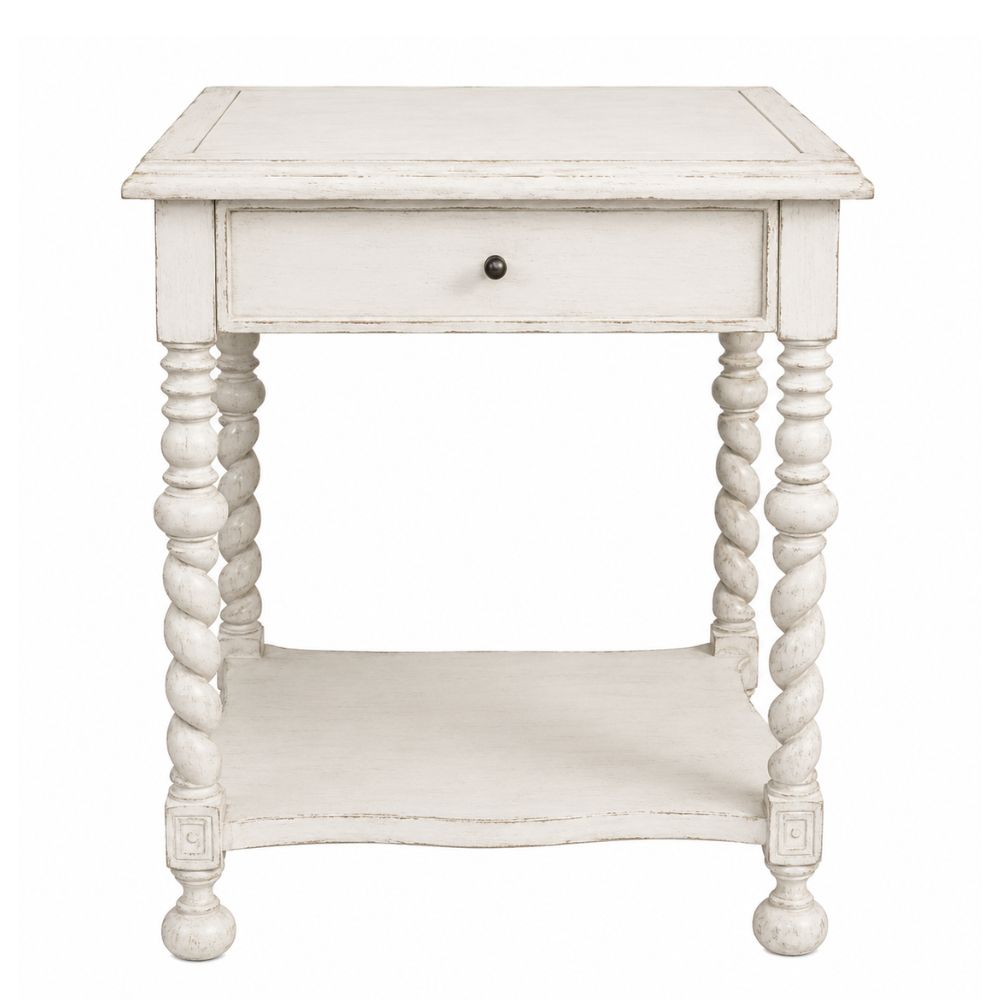 White French Twist Leg Nightstand
