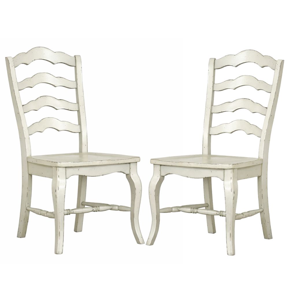 White Classic French Country Ladder Back Side Chair