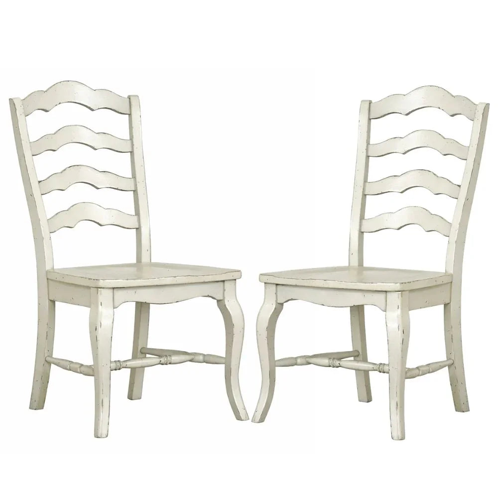 White Classic French Country Ladder Back Side Chair